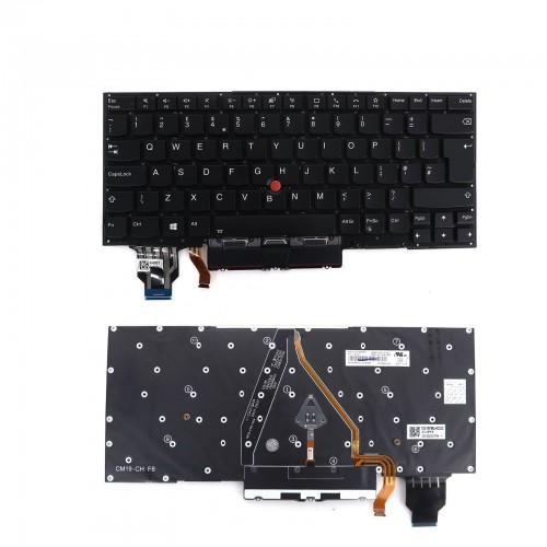 Tastatura Lenovo ThinkPad X1 Carbon 2019 Gen 7, Neagra, Fara Rama, Cu iluminare, UК