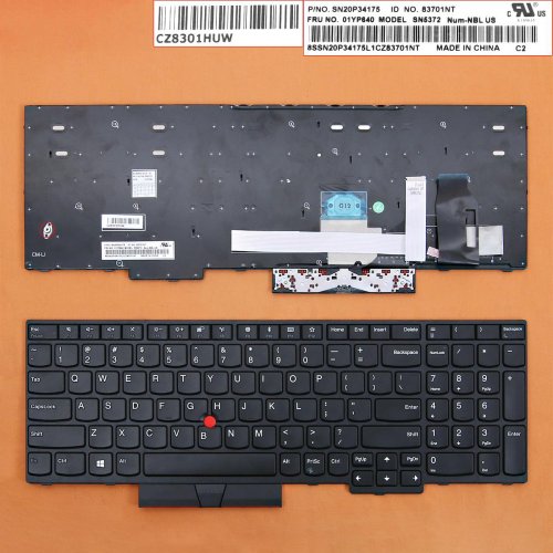 Πληκτρολόγιο Lenovo ThinkPad Edge E580 L580 E590 L590 T590, Μαύρο, με Pointing Stick, US/UK
