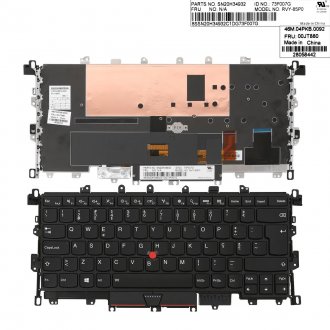 Tastatura Lenovo ThinkPad Carbon X1 Yoga 2016 Gen 2 2nd Gen, Neagra, Fara Rama, Cu iluminare, US/UK