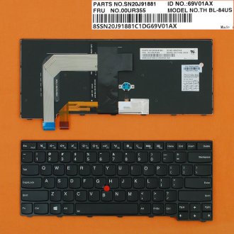 Πληκτρολόγιο Lenovo ThinkPad T470p, Μαύρο με Backlit, US/UK