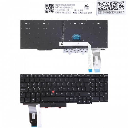 Πληκτρολόγιο Lenovo ThinkPad E15 (2020 year), Μαύρο,με Pointing Stick με Backlit, Original, UK