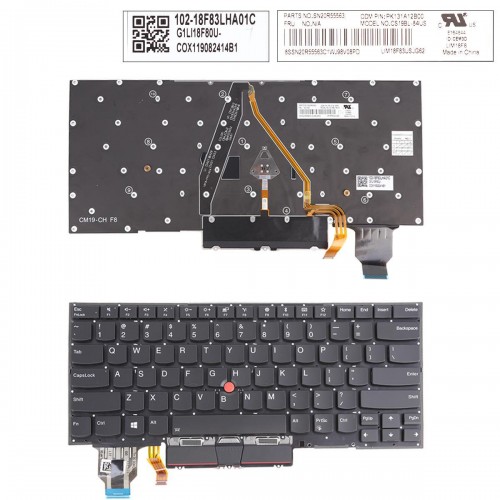 Tastatura Lenovo IBM ThinkPad X1 Carbon 2019 Gen 7, Neagra, Fara Rama, Cu iluminare, US