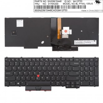 Πληκτρολόγιο Lenovo ThinkPad P50 P70, Μαύρος, με Pointing Stick, Με Backlit, US/UK