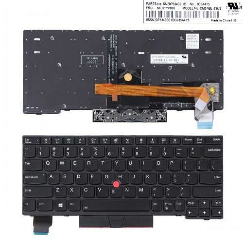 Tastatura Lenovo ThinkPad X280 X395 X390 L13, Neagra, Cu Rama Neagra, Cu iluminare, US/UK