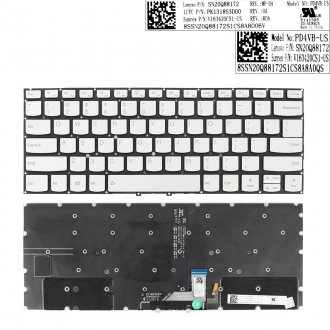 Tastatura Lenovo Yoga C930-13 C930-13IKB, Argintie, Fara Rama, Cu iluminare, US/UK