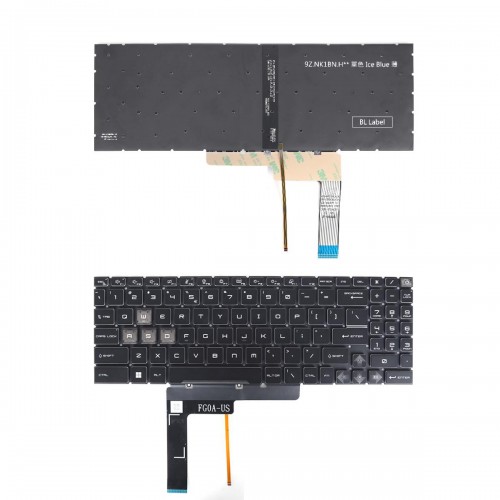 Πληκτρολόγιο MSI Sword 15 MS-1584 MS-17L1 MS-17L2 MS-17L4 MS-17L3 MS-158K, Μαύρο,το κόκκινο με Blue Backlit US/UK
