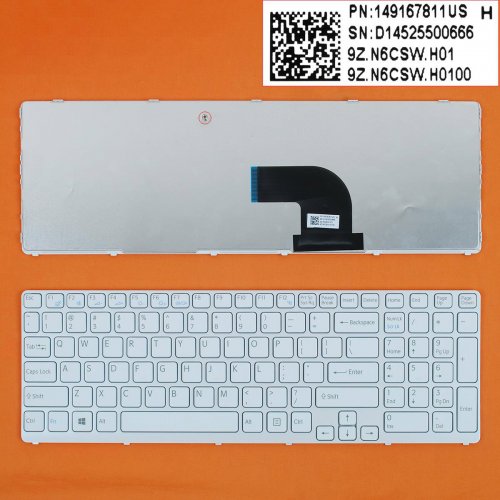 Tastatura Sony Vaio SVE17, Alba, Cu Rama Alba, Type 2, US/UK