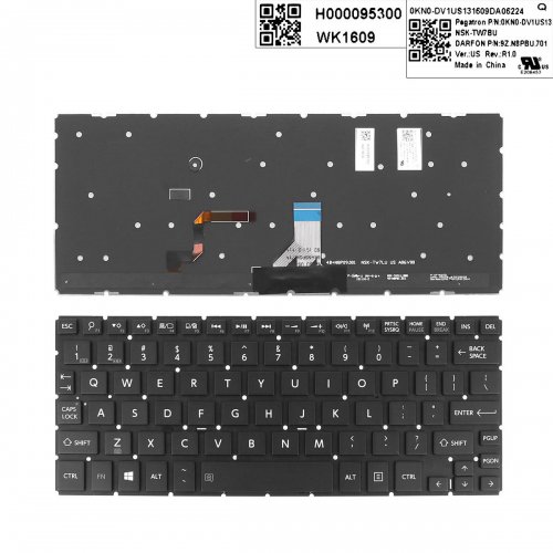 Πληκτρολόγιο Toshiba L15W P25W, Μαύρο με Backlit, US