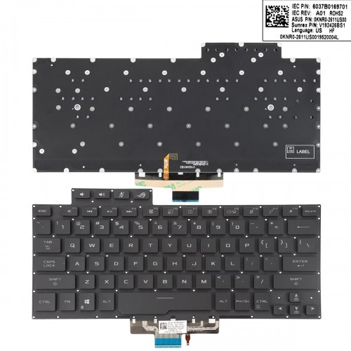 Tastatura Asus ROG Zephyrus G14 GA401 GA401U, Neagra, Fara Rama, Cu iluminare, US