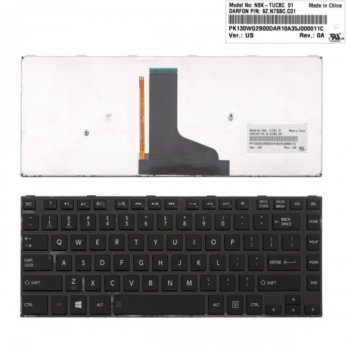 Πληκτρολόγιο Toshiba L40-A, Μαύρο με Backlit, US/UK