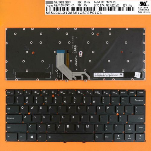 Πληκτρολόγιο Lenovo Yoga 910-13IKB Yoga 5 Pro, Μαύρο με Backlit, Αντικατάσταση, US