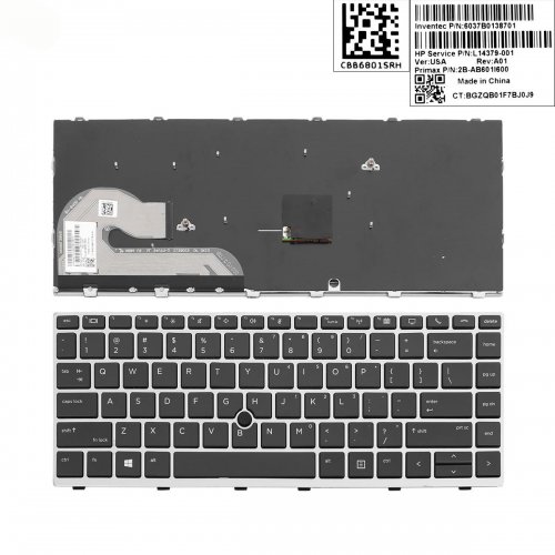 Πληκτρολόγιο HP EliteBook 840 G5, Μαύρο Ασήμι, με Pointing Stick, US/UK ( +BG Print)