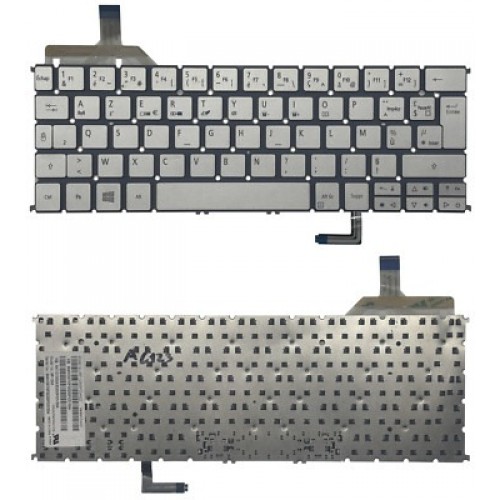 Tastatura Acer Aspire S7-191, Argintie, Fara Rama, Cu iluminare, US/UK (+BG Print)