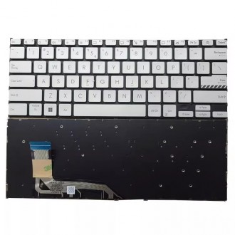 Клавиатура за лаптоп Asus VivoBook Go 14 E1404 E1404G E1404F Сребриста Без Рамка С Малък Ентър с Подсветка