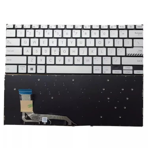 Клавиатура за лаптоп Asus VivoBook Go 14 E1404 E1404G E1404F Сребриста Без Рамка С Малък Ентър с Подсветка