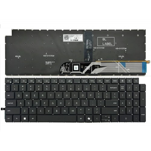 Клавиатура за лаптоп Dell Vostro 16 5640 5645 Черна Без Рамка (Малък Ентър) с Подсветка