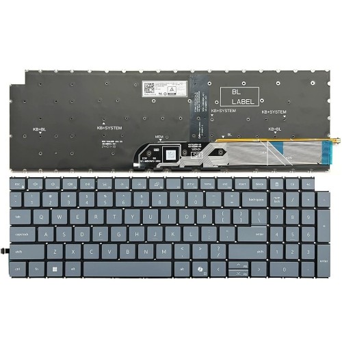 Клавиатура за лаптоп Dell Vostro 16 5640 5645 Сива Без Рамка (Малък Ентър) с Подсветка