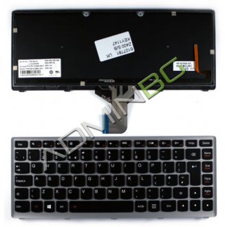 Tastatura Lenovo IdeaPad Z400, Neagra, Cu Rama Arginitie, Cu iluminare, US/UK (+BG Print)