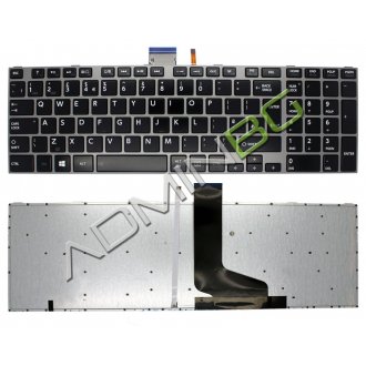 Tastatura Toshiba Satellite C850 C855 C850D L850 L850D, Neagra, Cu Rama Arginitie, Cu iluminare, US/UK