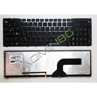 Tastatura Asus G72 G72Gx G73 F50 F50S, Neagra, Cu Rama Negru Lucios, Cu iluminare, US/UK