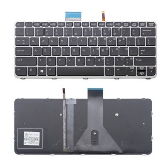 Tastatura HP EliteBook Folio 1020 G1, Neagra, Cu Rama Arginitie, Cu iluminare, US/UK