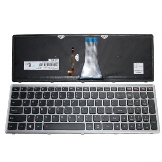 Tastatura Lenovo Z510, Neagra, Cu Rama Arginitie, Cu iluminare, US/UK