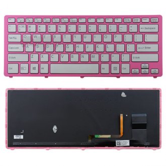 Πληκτρολόγιο Sony Vaio SVF14N Series, Ασήμι Ροζ, Για μοντέλα με Backlit, US/UK