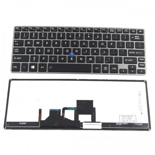 Πληκτρολόγιο Toshiba Portage Z30, Μαύρο Ασήμι, με Pointing Stick με Backlit, US/UK