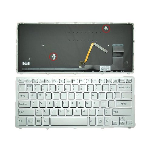 Tastatura Sony Vaio SVF14N Series, Argintie, Cu Rama Arginitie, Cu iluminare, US/UK