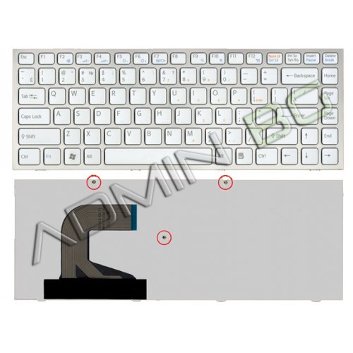Tastatura Sony Vaio VPC-S Series, Alba, Cu Rama Arginitie, US/UK (+BG Print)