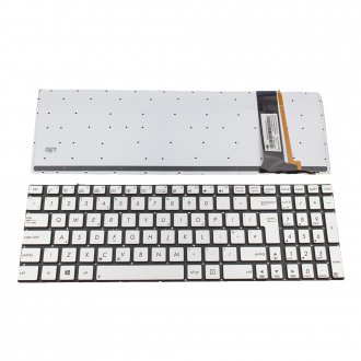 Tastatura Asus N56V U500VZ N76 R500V R505 S550C A56 N750, Argintie, Fara Rama, Cu iluminare, UK
