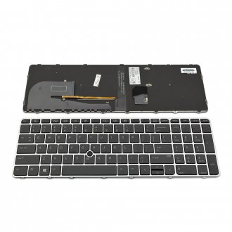 Πληκτρολόγιο HP EliteBook 755 G3 850 G3 850 G4, Μαύρο Ασήμι, με Pointing Stick με Backlit, US/UK