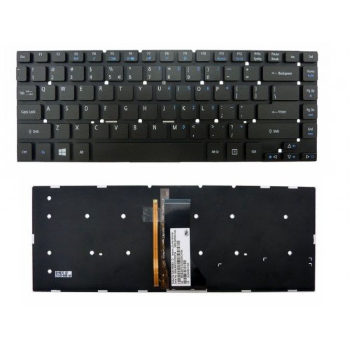 Tastatura Acer Aspire 3830 4830 E1-410 E5-411, Neagra, Fara Rama, Cu iluminare, US/UK (+BG Print)