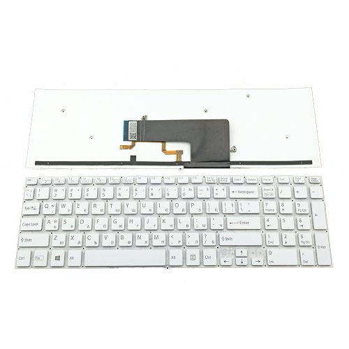 Tastatura Sony Vaio SVF15, Alba, Fara Rama, Cu iluminare, US (+BG Print)